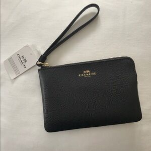 Coach Black Leather Wristlet Clutch